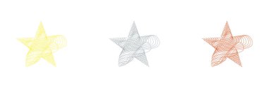 Çizilmiş, eskiz yıldızı. Çizgi çizen yıldız elemanı. Stock vektör illüstrasyonu, klip- art grafikleri