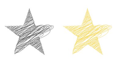 Çizilmiş, eskiz yıldızı. Çizgi çizen yıldız ögesi