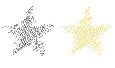 Çizilmiş, eskiz yıldızı. Çizgi çizen yıldız ögesi