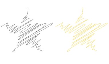 Çizilmiş, eskiz yıldızı. Çizgi çizen yıldız ögesi