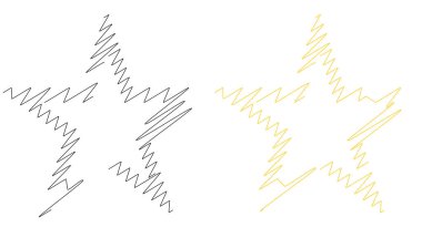 Çizilmiş, eskiz yıldızı. Çizgi çizen yıldız ögesi