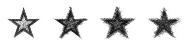 Çizilmiş, eskiz yıldızı. Çizgi çizen yıldız elemanı. Stock vektör illüstrasyonu, klip- art grafikleri