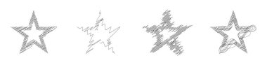 Çizilmiş, eskiz yıldızı. Çizgi çizen yıldız elemanı. Stock vektör illüstrasyonu, klip- art grafikleri