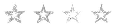 Çizilmiş, eskiz yıldızı. Çizgi çizen yıldız elemanı. Stock vektör illüstrasyonu, klip- art grafikleri