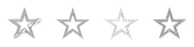 Çizilmiş, eskiz yıldızı. Çizgi çizen yıldız elemanı. Stock vektör illüstrasyonu, klip- art grafikleri