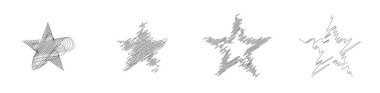 Çizilmiş, eskiz yıldızı. Çizgi çizen yıldız elemanı. Stock vektör illüstrasyonu, klip- art grafikleri