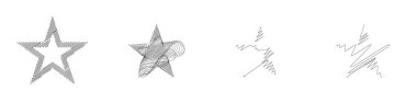 Çizilmiş, eskiz yıldızı. Çizgi çizen yıldız elemanı. Stock vektör illüstrasyonu, klip- art grafikleri