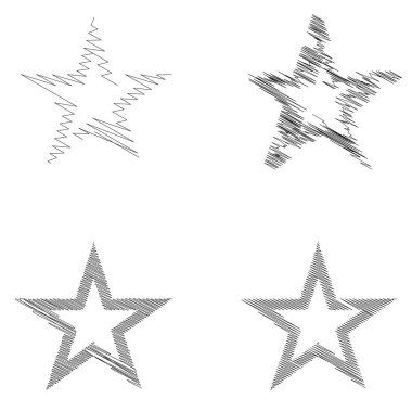 Çizilmiş, eskiz yıldızı. Çizgi çizen yıldız ögesi