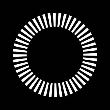 Kesik çizgileri olan geometrik daire ögesi. Radyal, yayıcı element. Stock vektör illüstrasyonu, klip- art grafikleri