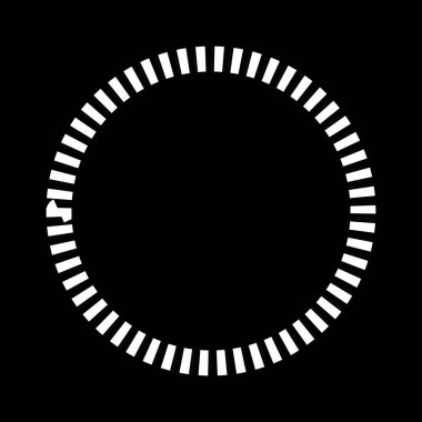 Kesik çizgileri olan geometrik daire ögesi. Radyal, yayıcı element. Stock vektör illüstrasyonu, klip- art grafikleri