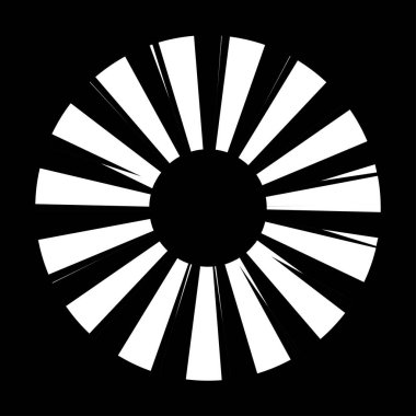 Kesik çizgileri olan geometrik daire ögesi. Radyal, yayıcı element. Stock vektör illüstrasyonu, klip- art grafikleri
