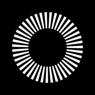 Kesik çizgileri olan geometrik daire ögesi. Radyal, yayıcı element. Stock vektör illüstrasyonu, klip- art grafikleri