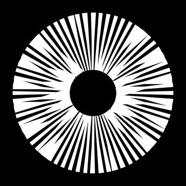 Kesik çizgileri olan geometrik daire ögesi. Radyal, yayıcı element. Stock vektör illüstrasyonu, klip- art grafikleri