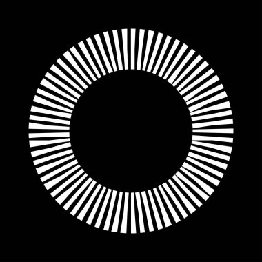 Kesik çizgileri olan geometrik daire ögesi. Radyal, yayıcı element. Stock vektör illüstrasyonu, klip- art grafikleri