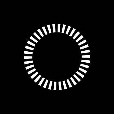 Kesik çizgileri olan geometrik daire ögesi. Radyal, yayıcı element. Stock vektör illüstrasyonu, klip- art grafikleri