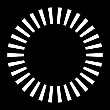 Kesik çizgileri olan geometrik daire ögesi. Radyal, yayıcı element. Stock vektör illüstrasyonu, klip- art grafikleri