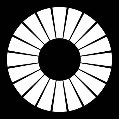 Kesik çizgileri olan geometrik daire ögesi. Radyal, yayıcı element. Stock vektör illüstrasyonu, klip- art grafikleri