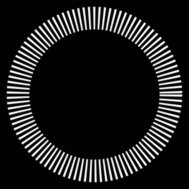 Kesik çizgileri olan geometrik daire ögesi. Radyal, yayıcı element. Stock vektör illüstrasyonu, klip- art grafikleri