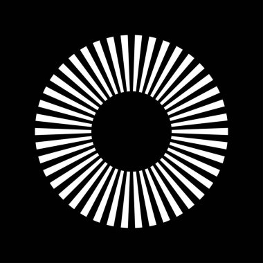 Kesik çizgileri olan geometrik daire ögesi. Radyal, yayıcı element. Stock vektör illüstrasyonu, klip- art grafikleri