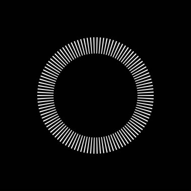 Kesik çizgileri olan geometrik daire ögesi. Radyal, yayıcı element. Stock vektör illüstrasyonu, klip- art grafikleri