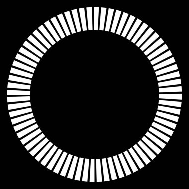 Kesik çizgileri olan geometrik daire ögesi. Radyal, yayıcı element. Stock vektör illüstrasyonu, klip- art grafikleri