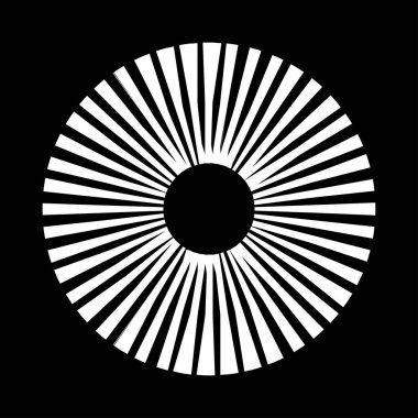 Kesik çizgileri olan geometrik daire ögesi. Radyal, yayıcı element. Stock vektör illüstrasyonu, klip- art grafikleri