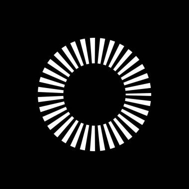 Kesik çizgileri olan geometrik daire ögesi. Radyal, yayıcı element. Stock vektör illüstrasyonu, klip- art grafikleri