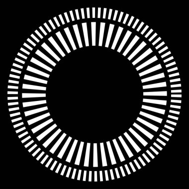 Kesik çizgileri olan geometrik daire ögesi. Radyal, yayıcı element. Stock vektör illüstrasyonu, klip- art grafikleri