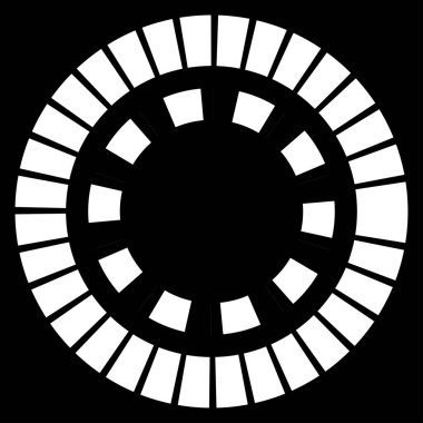 Kesik çizgileri olan geometrik daire ögesi. Radyal, yayıcı element. Stock vektör illüstrasyonu, klip- art grafikleri