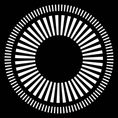 Kesik çizgileri olan geometrik daire ögesi. Radyal, yayıcı element. Stock vektör illüstrasyonu, klip- art grafikleri
