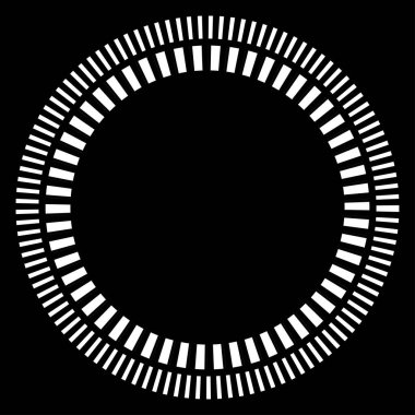 Kesik çizgileri olan geometrik daire ögesi. Radyal, yayıcı element. Stock vektör illüstrasyonu, klip- art grafikleri