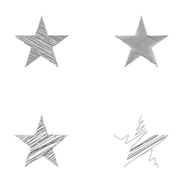 Dibujado Estrella Del Sketch Línea Dibujo Elemento Estrella — Vector de stock