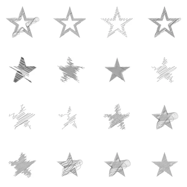 Gezeichnet Skizzenstern Linienzeichnung Sternelement — Stockvektor
