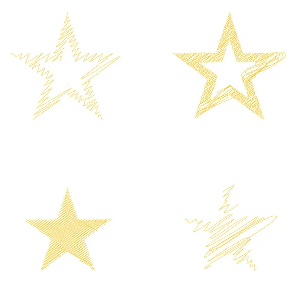 素描明星 线条画出星形元素 — 图库矢量图片