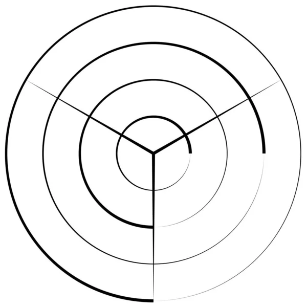 Elemento Líneas Radiales Circulares Convergentes — Archivo Imágenes Vectoriales