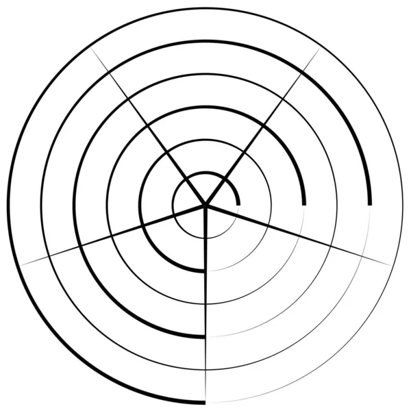 Konvergente Radiale Kreisförmige Linien — Stockvektor