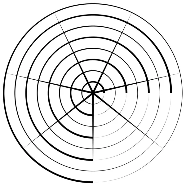 Elemento Líneas Radiales Circulares Convergentes — Vector de stock