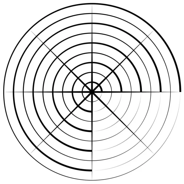 Konvergente Radiale Kreisförmige Linien — Stockvektor