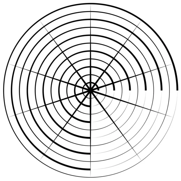 Converging Radial Circular Lines Element — Stock Vector