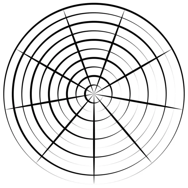 Elemento Linhas Radiais Circulares Convergentes — Vetor de Stock