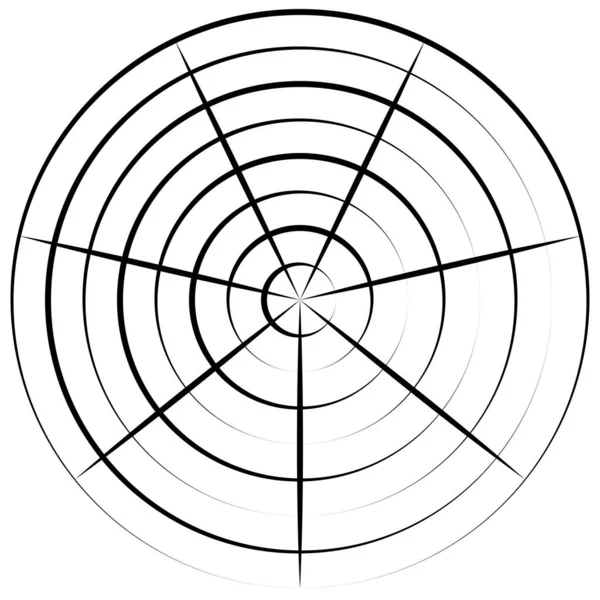 Konvergerande Radiella Cirkulära Linjer Element — Stock vektor