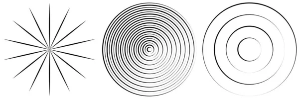 Elemento Líneas Circulares Radiales Convergentes Ilustración Vector Stock Gráficos Clip — Archivo Imágenes Vectoriales