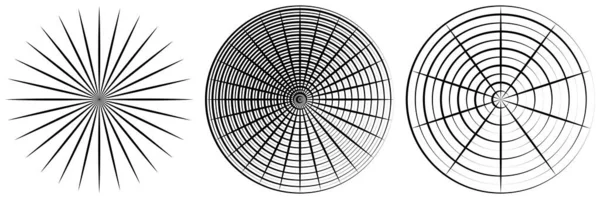 Konvergerande Radiella Cirkulära Linjer Element Stock Vektor Illustration Klipp Art — Stock vektor