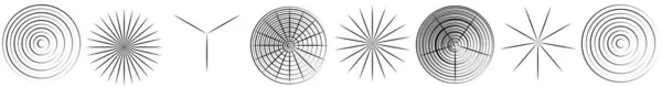 Elemento Linhas Radiais Circulares Convergentes Ilustração Vetorial Estoque Gráficos Clip — Vetor de Stock