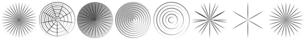 Elemento Líneas Circulares Radiales Convergentes Ilustración Vector Stock Gráficos Clip — Archivo Imágenes Vectoriales