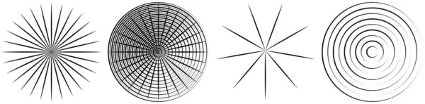 Elemento Líneas Circulares Radiales Convergentes Ilustración Vector Stock Gráficos Clip — Archivo Imágenes Vectoriales