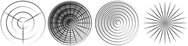 Élément Lignes Radiales Circulaires Convergentes Illustration Vectorielle Stock Graphiques Clip — Image vectorielle