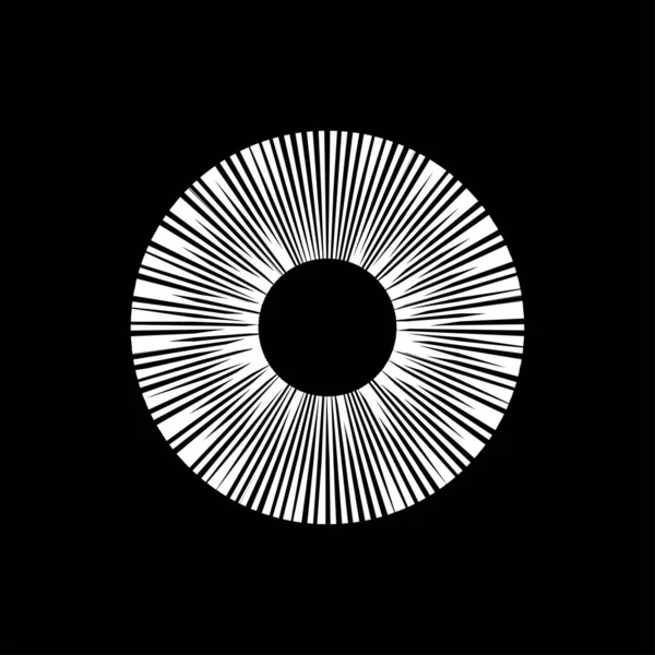 Kesik çizgileri olan geometrik daire ögesi. Radyal, yayıcı element. Stock vektör illüstrasyonu, klip- art grafikleri