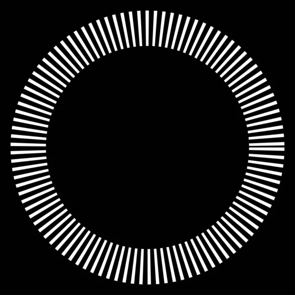 Kesik çizgileri olan geometrik daire ögesi. Radyal, yayıcı element. Stock vektör illüstrasyonu, klip- art grafikleri