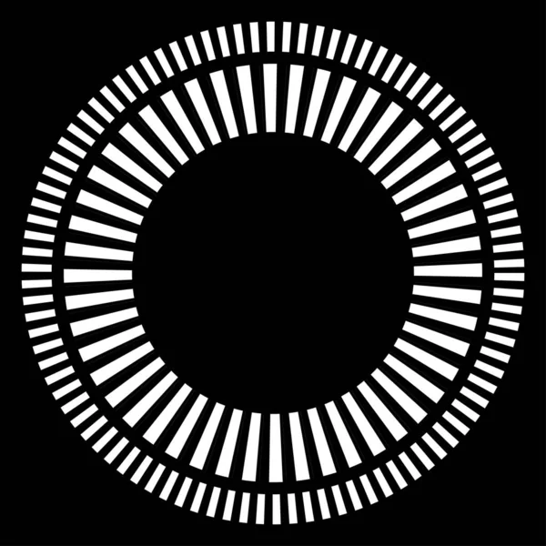 Kesik çizgileri olan geometrik daire ögesi. Radyal, yayıcı element. Stock vektör illüstrasyonu, klip- art grafikleri